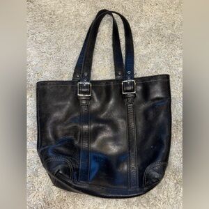 Coach Hampton Vintage Black Leather Tote Shoulder Bag